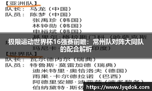 极限运动世界杯16强赛前瞻：常州队对阵大同队的配合解析