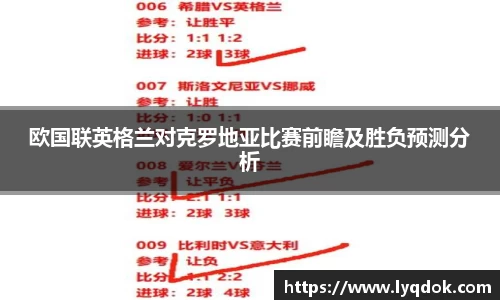 欧国联英格兰对克罗地亚比赛前瞻及胜负预测分析